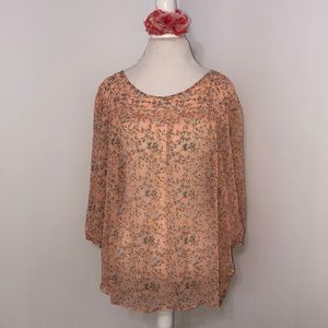 Lauren Conrad Pintuck Peasant Blouse Sheer XXL